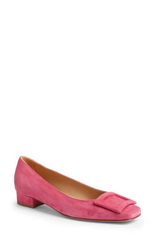 ANN MASHBURN Buckle Flat in Pretty Pink Suede