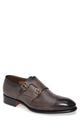 Santoni IRA Double Monk Strap Shoe in Grey