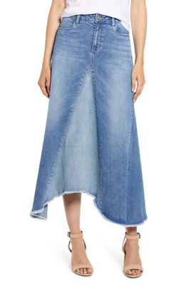 Wash Lab Denim Pieced Denim Midi Skirt in Two Tone Sky