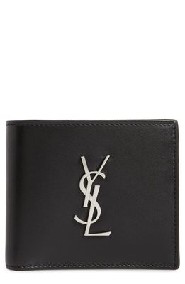 Saint Laurent Cassandra Leather Bifold Wallet in Black