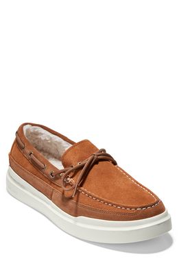 Cole Haan GrandPro Rally Faux Shearling Lined Moc Sneaker in Taos Tan/Ivory Midsole