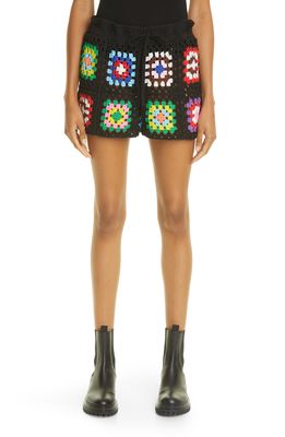 MONSE Granny Square Crochet Shorts in Black