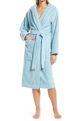 Tekla Organic Cotton Hooded Bathrobe in Aqua
