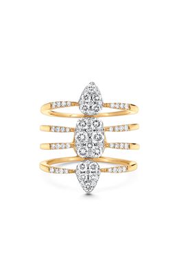 Sara Weinstock Reverie Pave Pear & Cushion Diamond Stack Ring in 18K Yg
