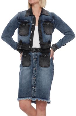 Wash Lab Denim Hampton Two-Tone Crop Denim Jacket in Two Tone Blue