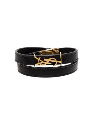 Saint Laurent logo-plaque wraparound bracelet - Black