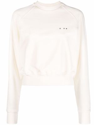There Was One stud-detail fleece cropped sweatshirt - Neutrals