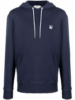 Maison Kitsuné logo-patch cotton hoodie - Blue