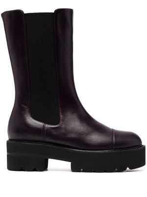 Stuart Weitzman leather mid heel chelsea boots - Purple