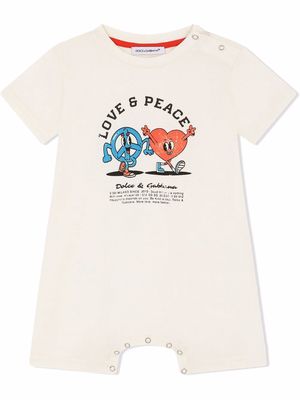 Dolce & Gabbana Kids Love And Peace cotton shorties - White