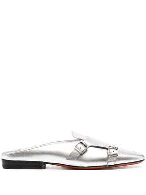 Santoni metallic leather mules - Silver