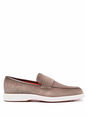 Santoni almond-toe suede loafers - Neutrals