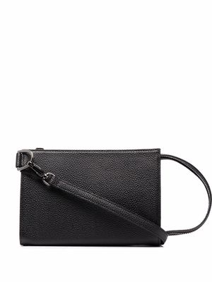 Discord Yohji Yamamoto grained leather shoulder bag - Black