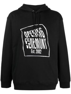 Opening Ceremony warped logo-print cotton hoodie - Black