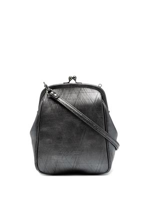 Discord Yohji Yamamoto logo-embossed leather shoulder bag - Blue