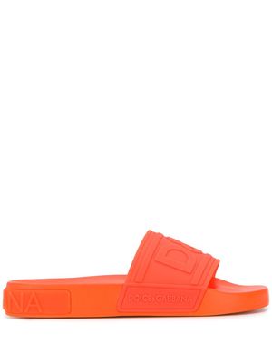 Dolce & Gabbana logo strap slides - Orange