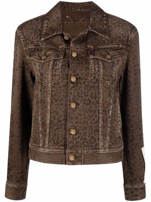 Golden Goose leopard print denim jacket - Brown