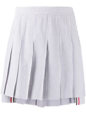 Thom Browne seersucker pleated miniskirt - Blue