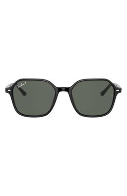 Ray-Ban 51mm Polarized Square Sunglasses in Shiny Black/Green