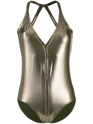 Rick Owens metallic effect swimsuit - Gold