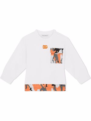 Dolce & Gabbana Kids camouflage-trim embroidered logo T-shirt - White