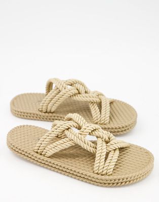 ASOS DESIGN Fabio jelly rope detail sandals-Neutral