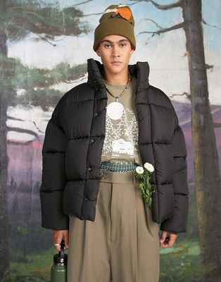 COLLUSION puffer jacket in black