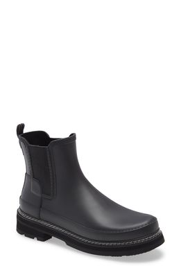 Hunter Refined Stitch Waterproof Chelsea Boot in Black