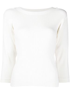 Edward Achour Paris button-sleeve wide neck top - White