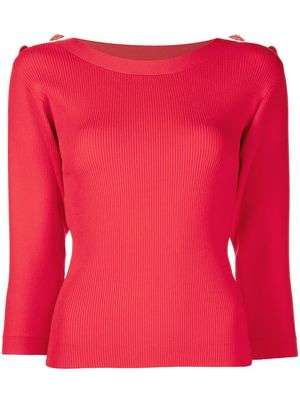 Edward Achour Paris button-detail wide neck top - Red