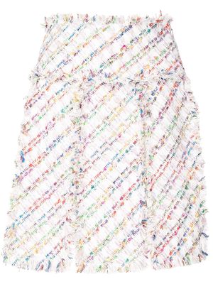 Edward Achour Paris tweed-style mid-length skirt - White