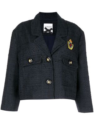 Edward Achour Paris single-breast cropped blazer - Blue