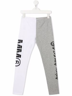 MM6 Maison Margiela Kids logo-print panelled trousers - Grey