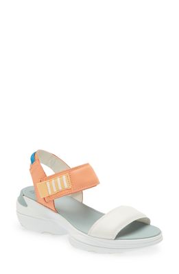 SOREL Explorer Blitz Stride Wedge Sandal in Paradiso Peach Sea Salt
