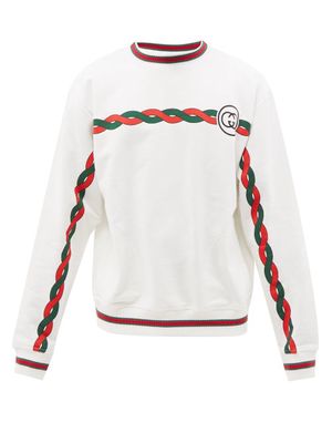 Gucci - Logo-print Cotton-jersey Sweatshirt - Mens - White Multi Gucci - Logo-print Cotton-jersey Sweatshirt - Mens - White Multi