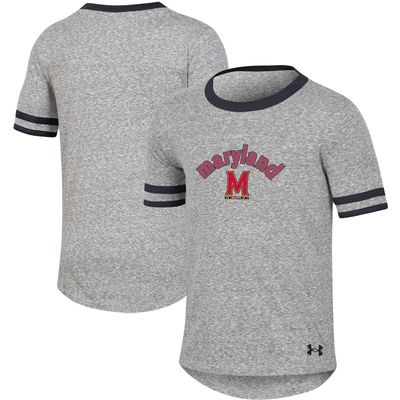 Girls Youth Under Armour Heathered Gray Maryland Terrapins Siro Slub Novelty T-Shirt in Heather Gray