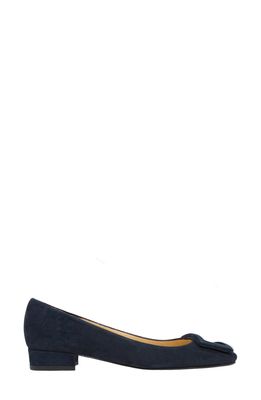 ANN MASHBURN Buckle Flat in Navy Suede