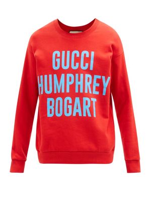 Gucci - Gucci Humphrey Bogart-print Cotton Sweatshirt - Mens - Red Multi Gucci - Gucci Humphrey Bogart-print Cotton Sweatshirt - Mens - Red Multi