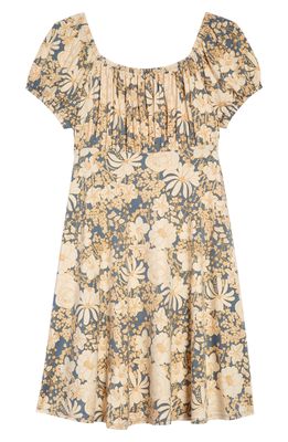 Nordstrom Kids' Ruched Dress in Blue Mirage Garden Flower
