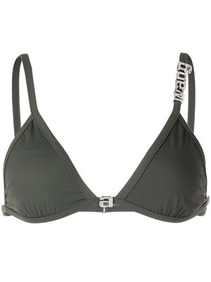 Alexander Wang letter-charm triangle bikini top - Green