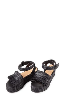 Paloma Barcelo Jamie Raffia Platform Sandal in Black