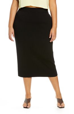 Open Edit Knit Midi Skirt in Black