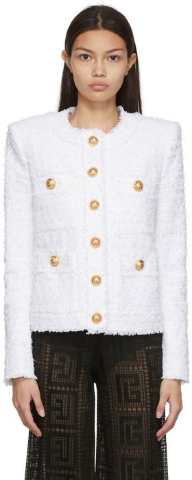 Balmain White Tweed Jacket