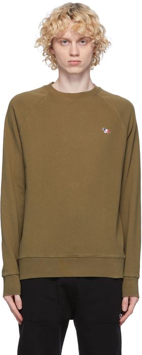 Maison Kitsuné Khaki Tricolor Fox Sweatshirt