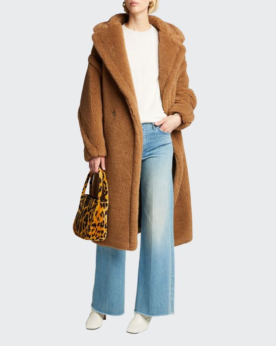 Double-Breasted Camel Hair Blend Teddy Coat