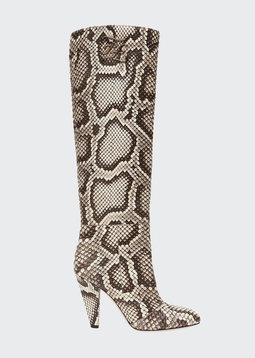 Python-Print Knee Boots