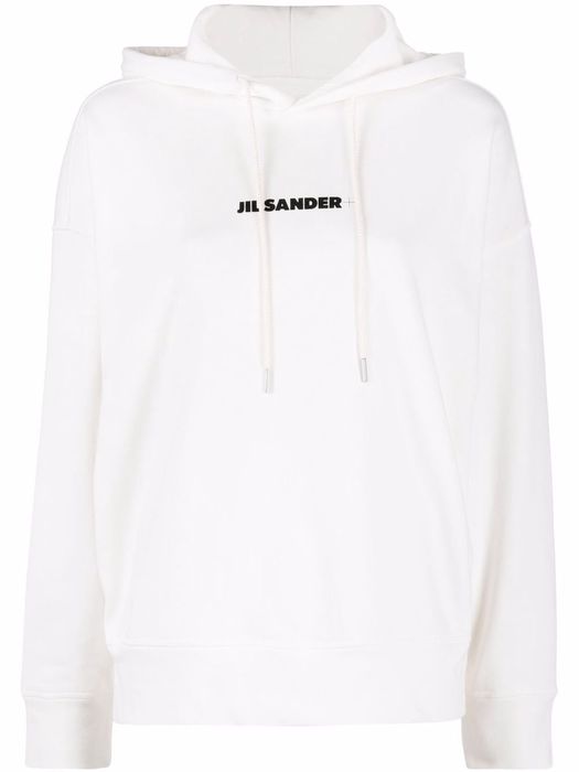Jil Sander logo-print cotton hoodie - White