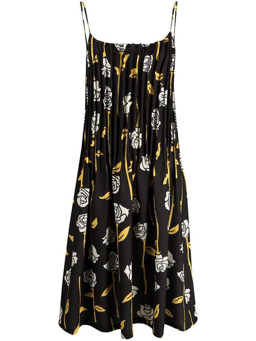 Opening Ceremony rose-print pleated dress - Black