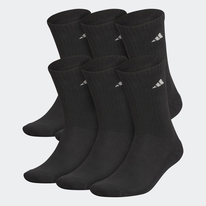 Athletic Cushioned Crew Socks 6 Pairs Black