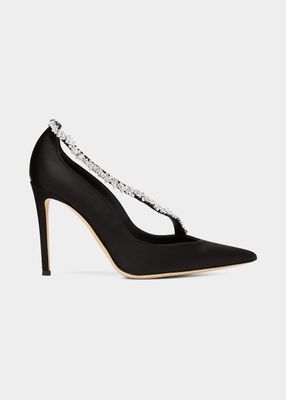 105mm Satin Crystal-Wrap Pumps